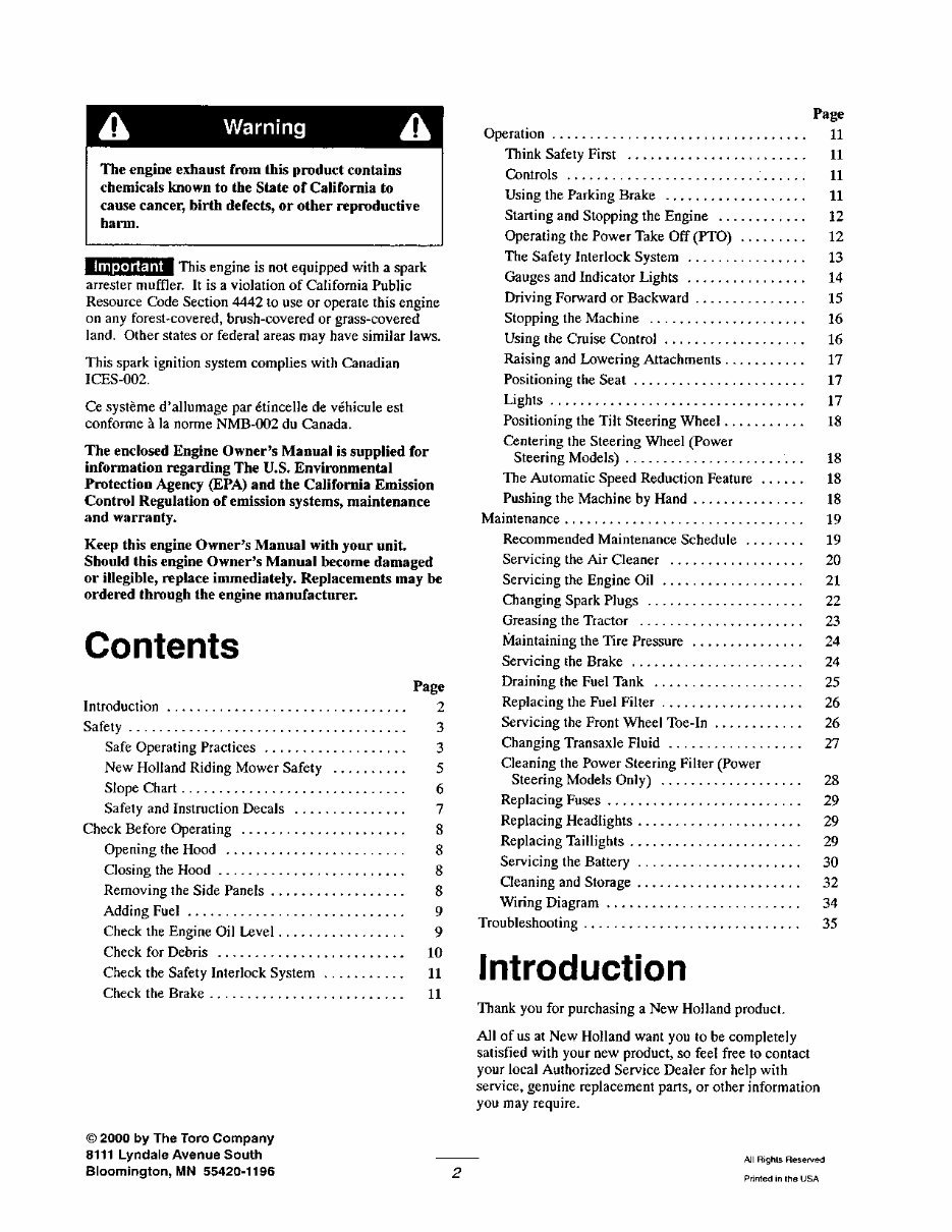 NEW HOLLand GT22 GARDEN Tractor Operators Manual preview img 2