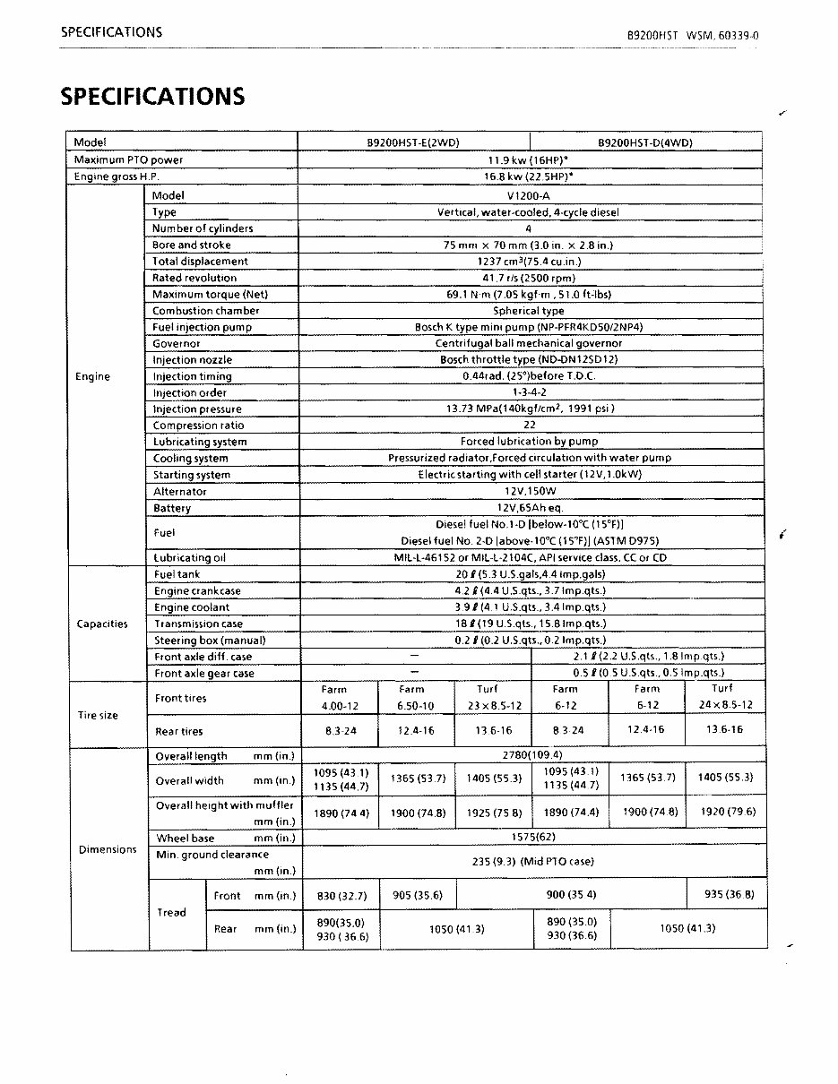 Kubota B9200 HST DC Tractor Workshop Service Repair Manual preview img 1