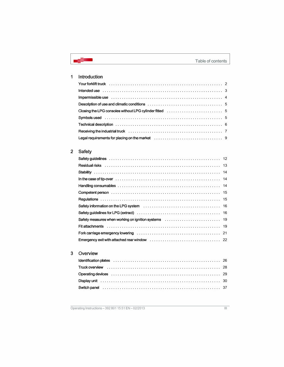 Linde LPG Forklift Truck 392-02 Series: H20T, H25T, H20CNG, H25CNG Operating Instructions (User manual) preview img 3
