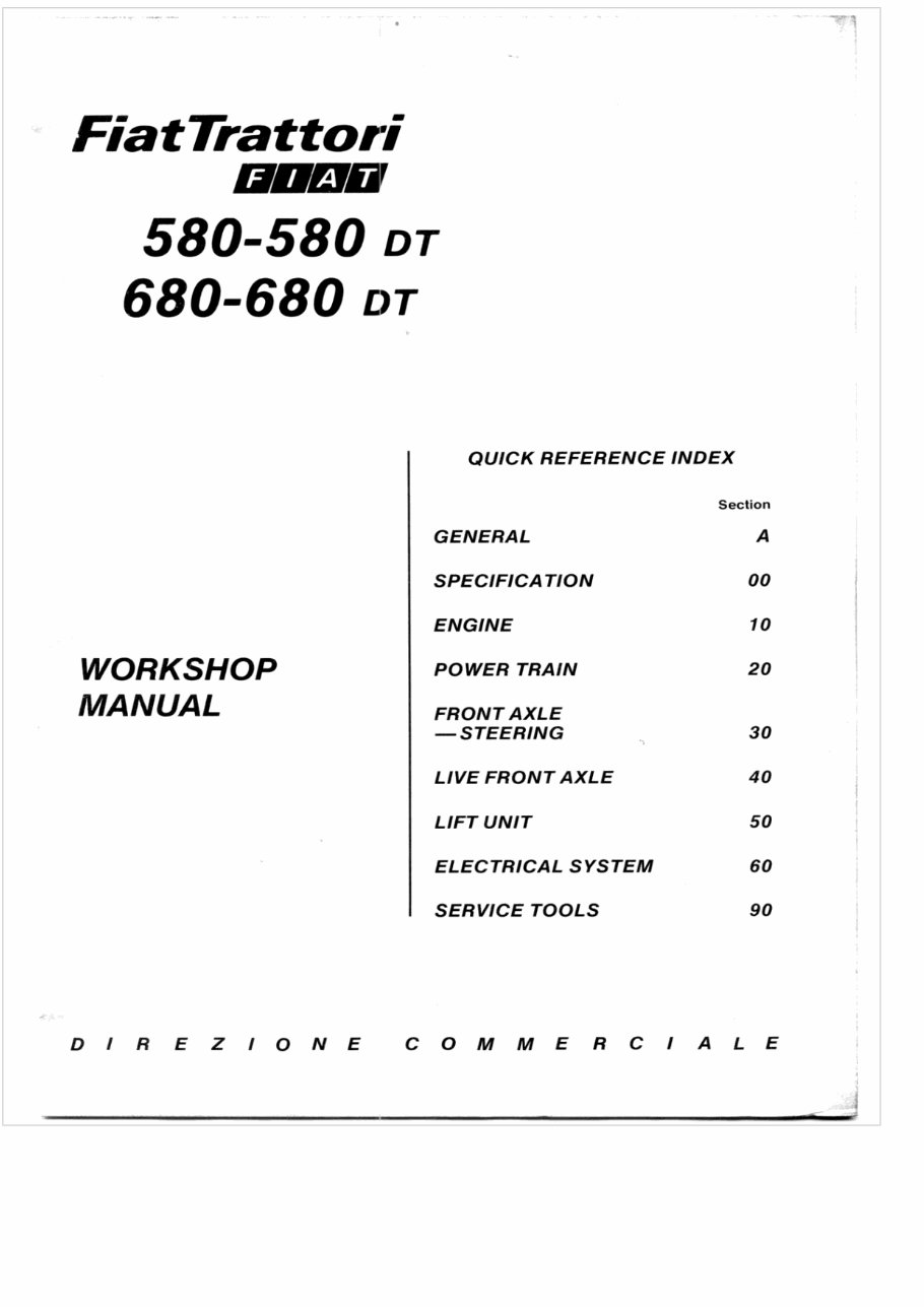 Fiat 680-680DT Tractor Service Repair Workshop Manual preview img 1