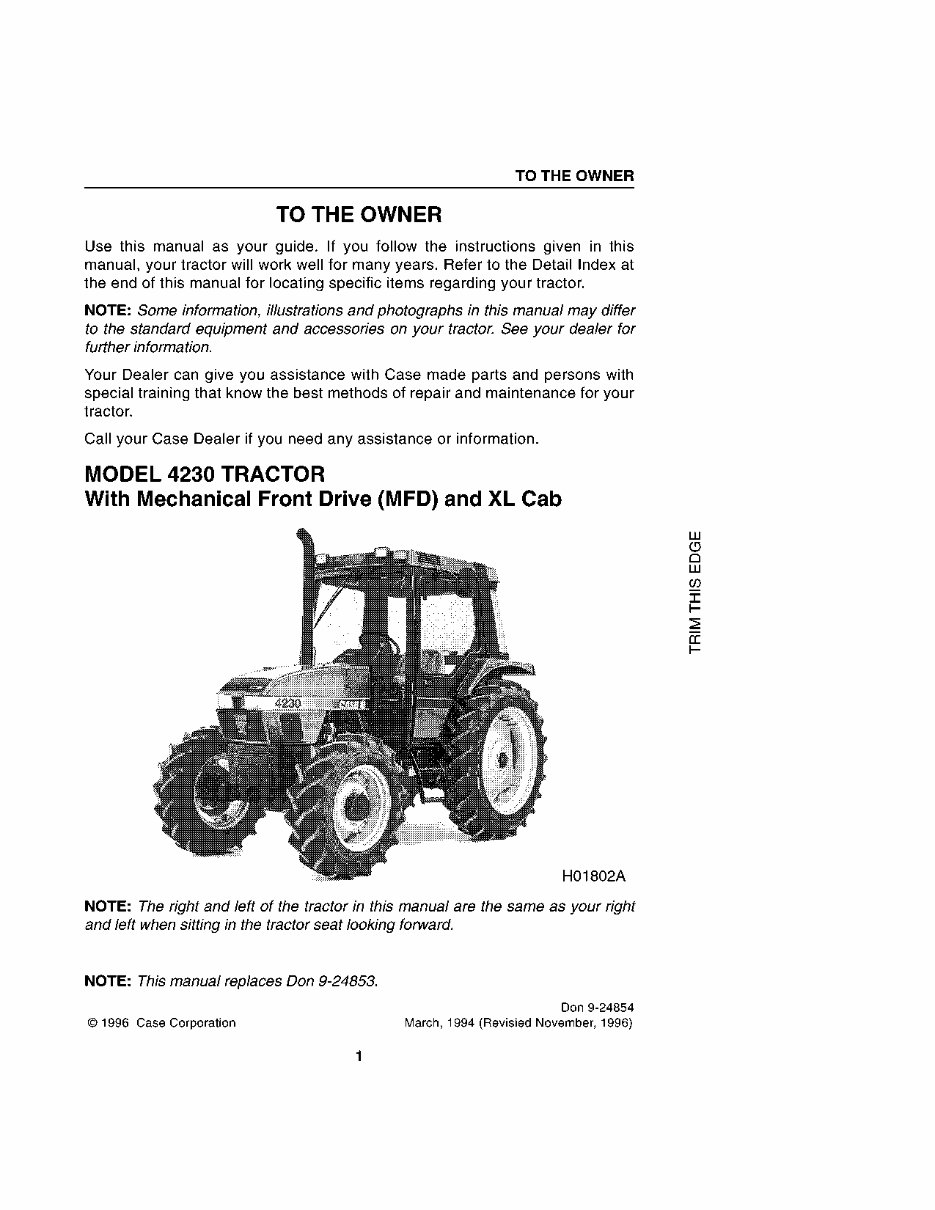 CASE IH 4210 4220 4230 4240 Tractor Operators Manual preview img 8