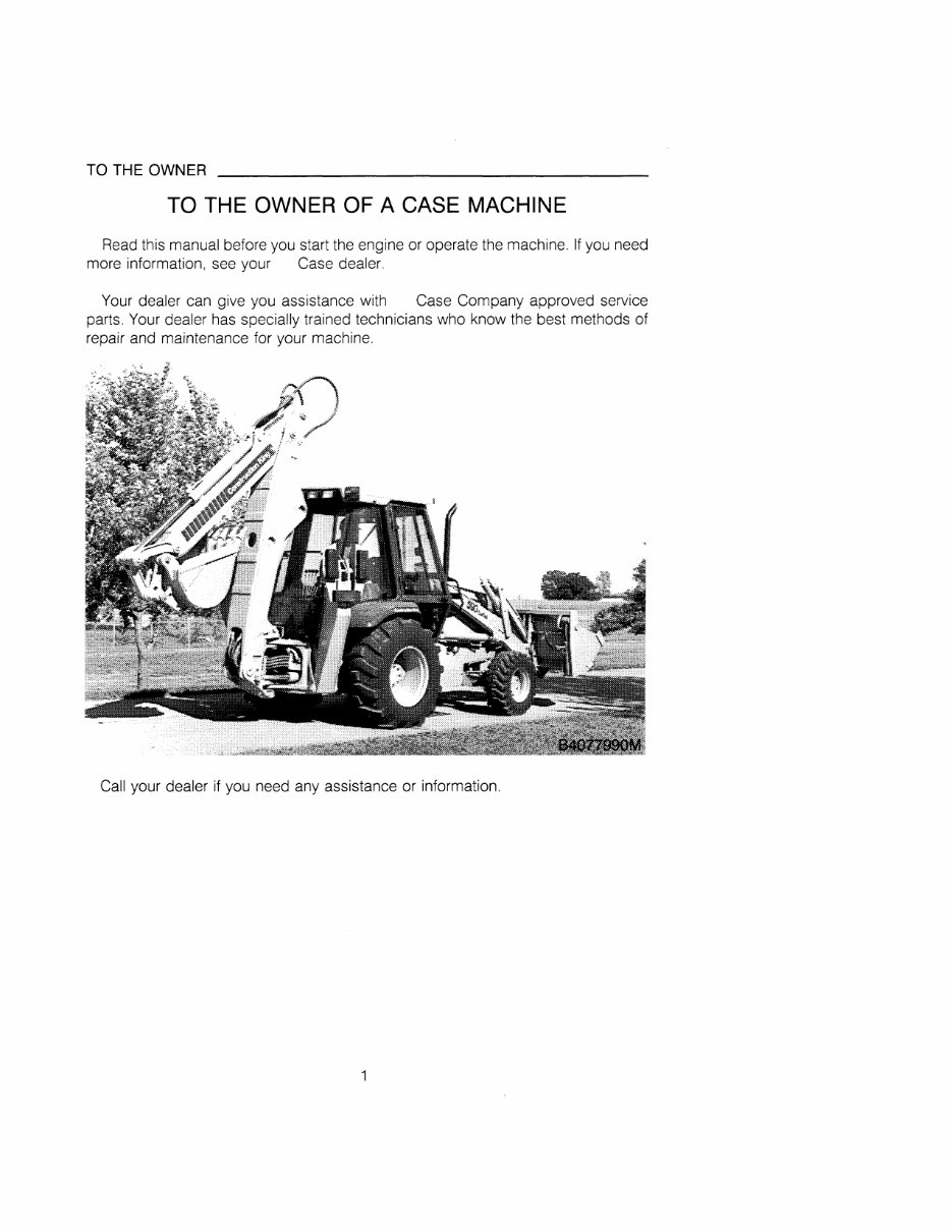 CASE 590 Turbo Loader Backhoe Operators Manual preview img 3