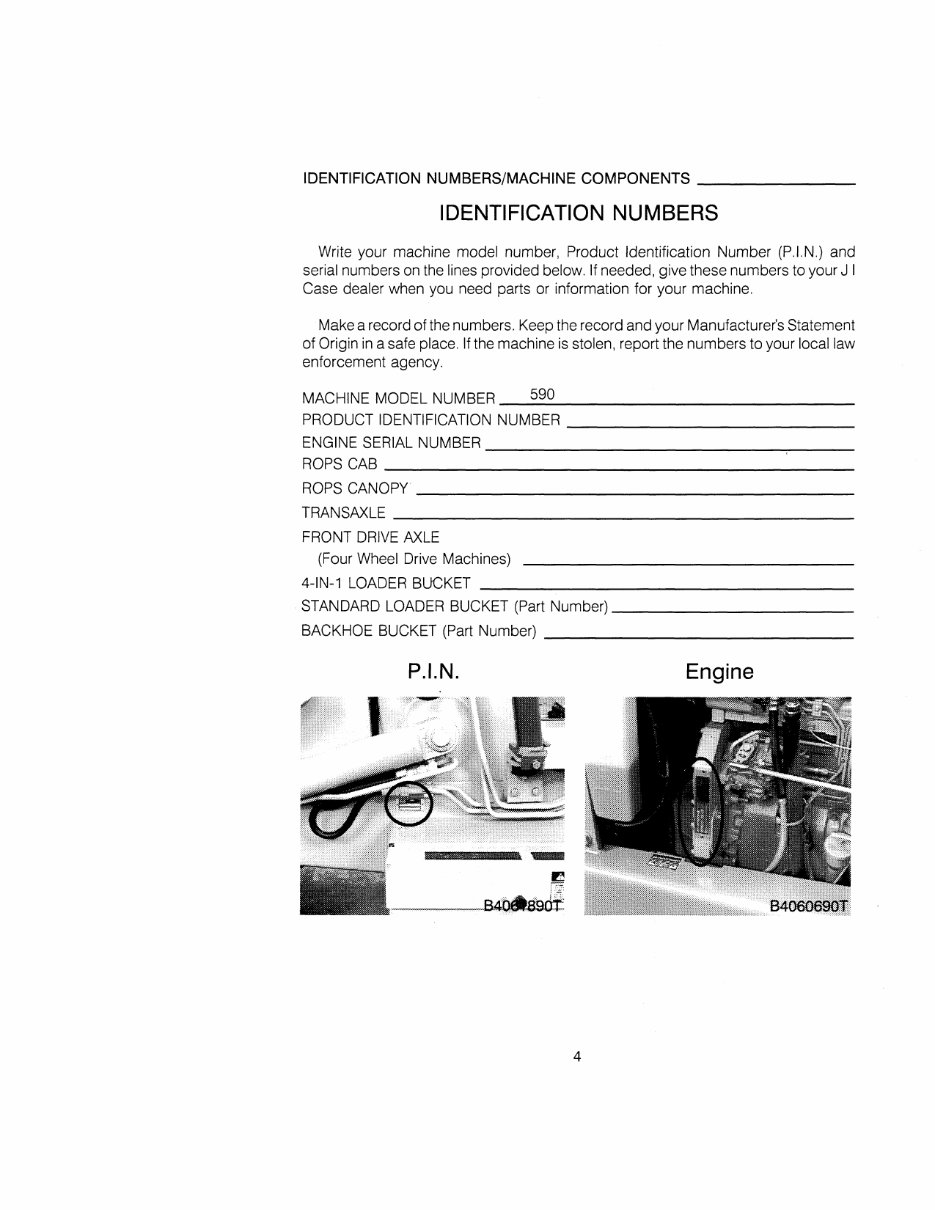 CASE 590 Turbo Loader Backhoe Operators Manual preview img 6