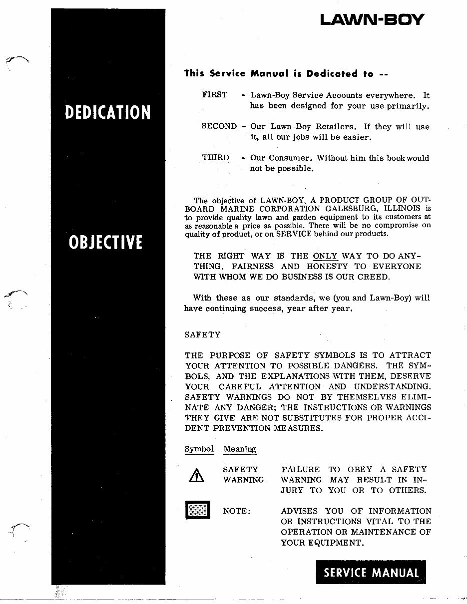 1950-1988 Lawn Boy Garden Equipment Service & Repair Manual preview img 1