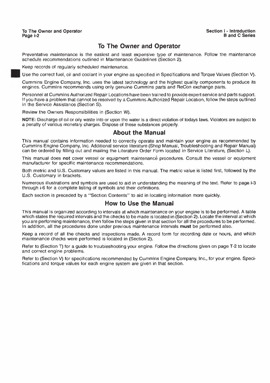 Cummins operation and Maintenance B & C marine propulsion. preview img 9