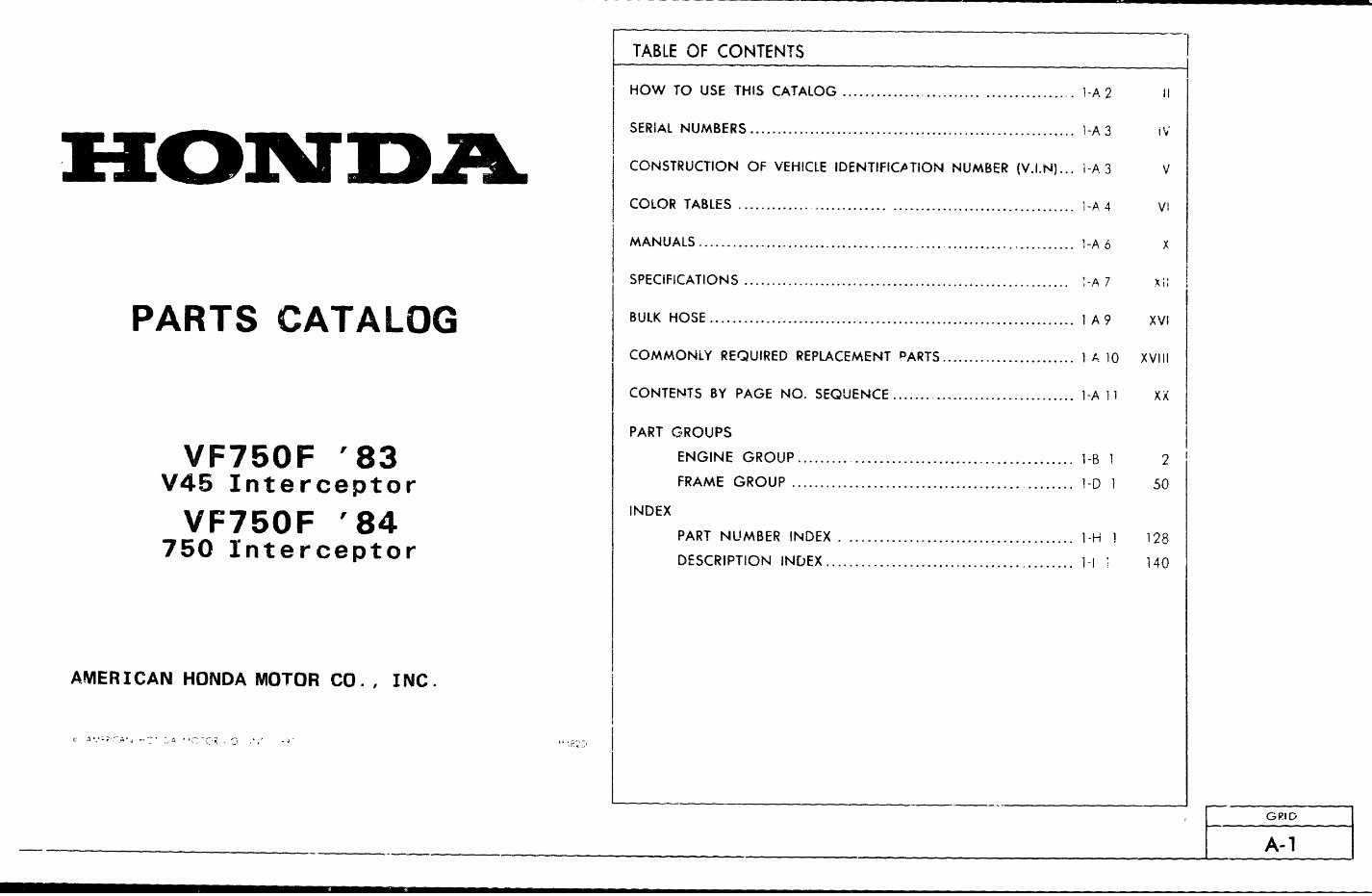 HONDA VF750F INTERCEPTOR Parts Manual Catalog preview img 2