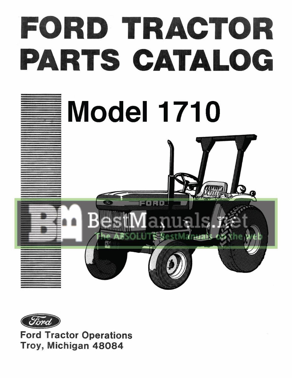 FORD 1710 3 CYLINDER COMPACT Tractor ILLUSTRATED Parts LIST Manual