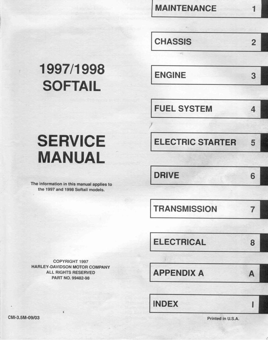 Harley Davidson FLSTF Fat Boy 1997 1998 Service Manual preview img 2