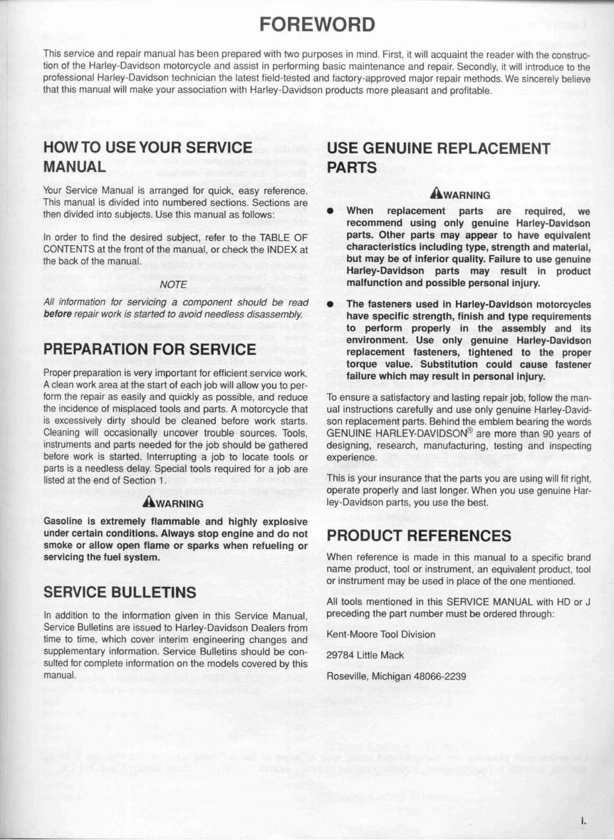 Harley Davidson FLSTF Fat Boy 1997 1998 Service Manual preview img 3