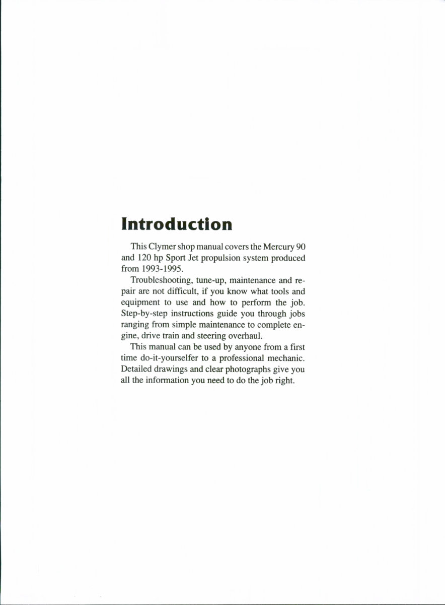 1993-1995 Mercury 90 HP and 120 HP Sport Jet Service & Repair Manual preview img 2