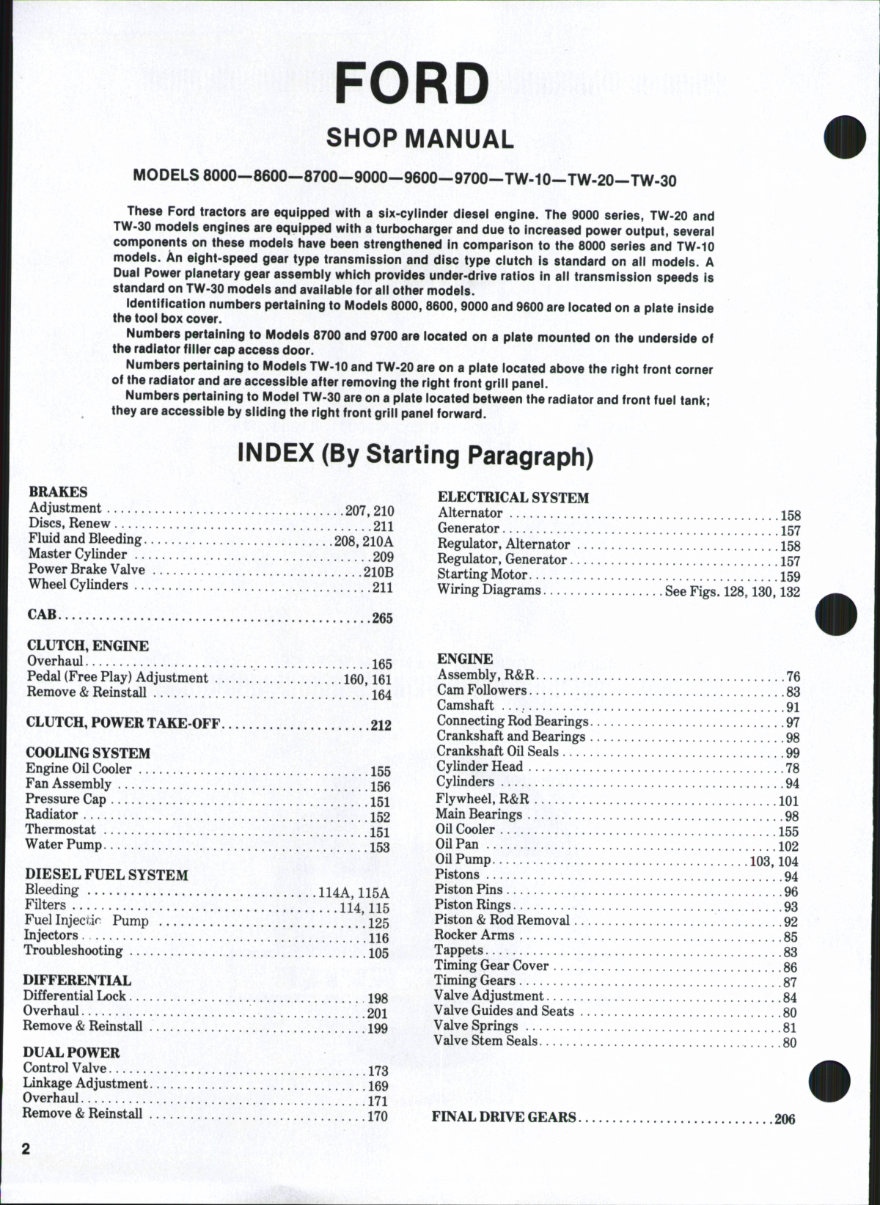 Ford TW10 / TW20 / TW30 Tractor OEM Service & Repair Manual preview img 1