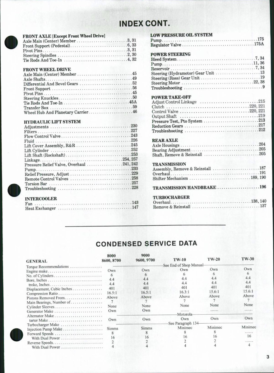Ford TW10 / TW20 / TW30 Tractor OEM Service & Repair Manual preview img 3