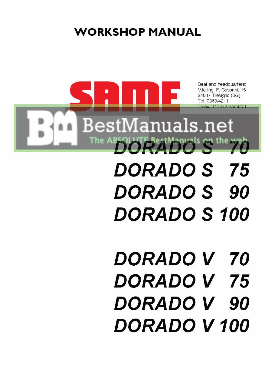 Same Dorado S & V 70 75 90 100 Tractor Full Service & Repair Manual preview img 1