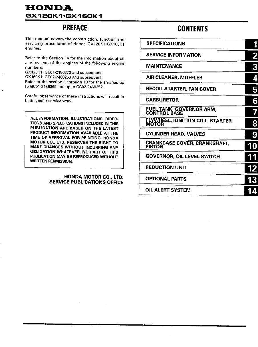 Honda GX160 Horizontal Shaft Engine Repair Manual preview img 1