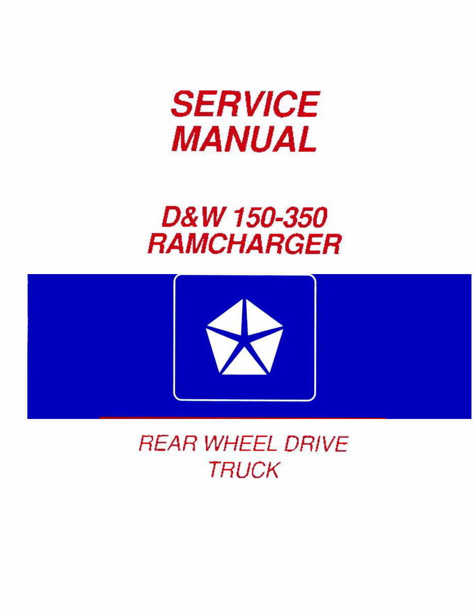 1993 Dodge Ramcharger Service & Repair Manual preview img 1