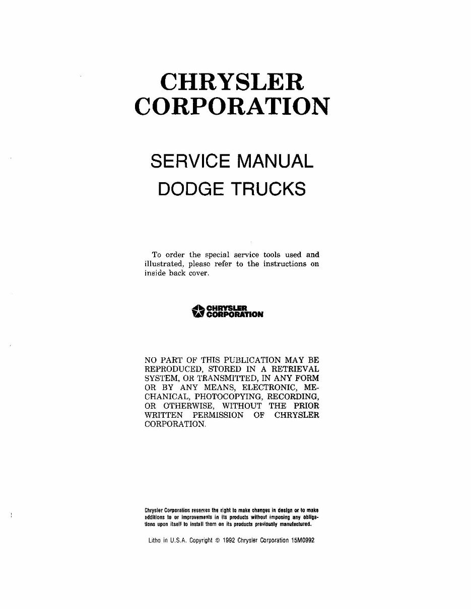 1993 Dodge Ramcharger Service & Repair Manual preview img 2