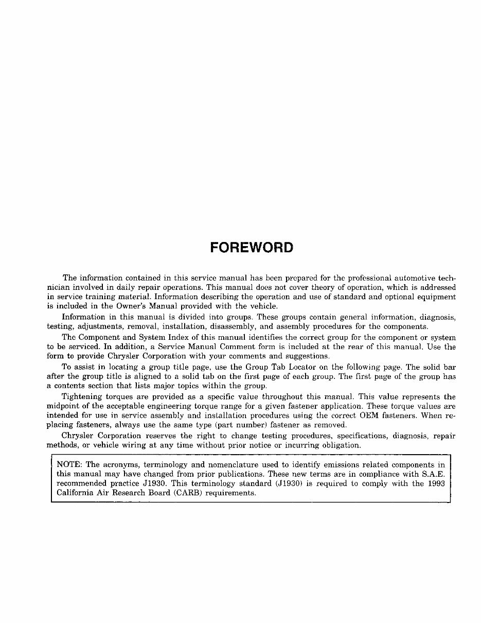 1993 Dodge Ramcharger Service & Repair Manual preview img 3
