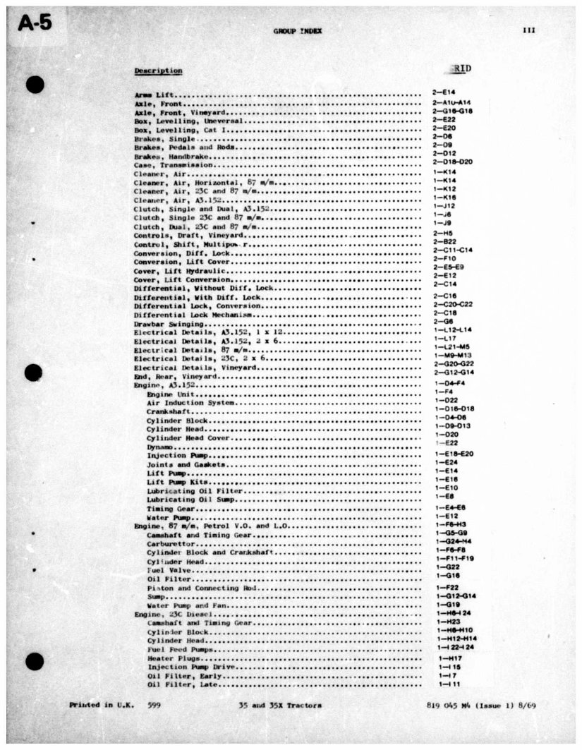 MASSEY FERGUSON MF 35 Tractor Parts Manual 651093M92 preview img 5