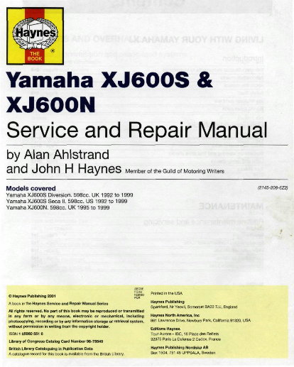 1992-1999 Yamaha XJ600S Diversion Seca 2 Service & Repair Manual preview img 2