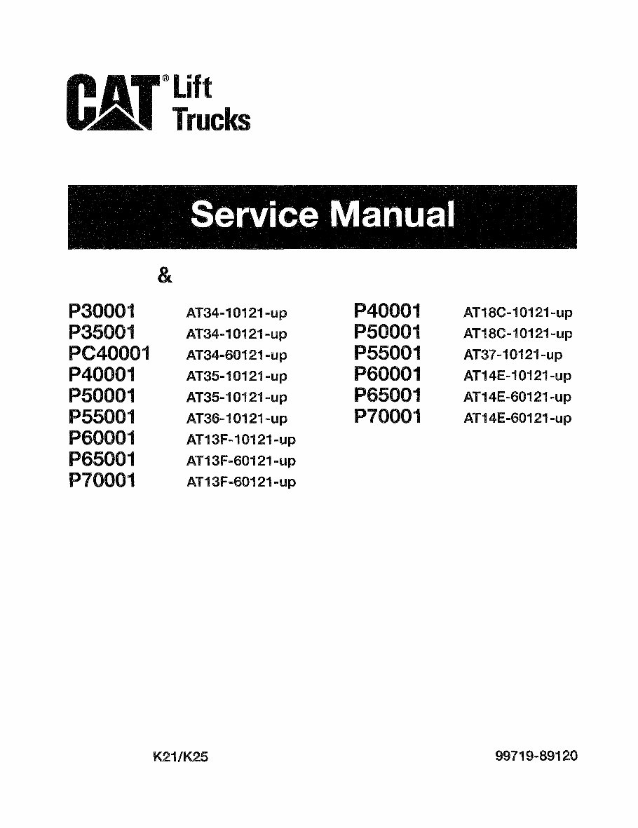Caterpillar (CAT) P3000/P4000/P5000/P6000/P7000 Series Lift Trucks OEM Service & Repair Manual preview img 1