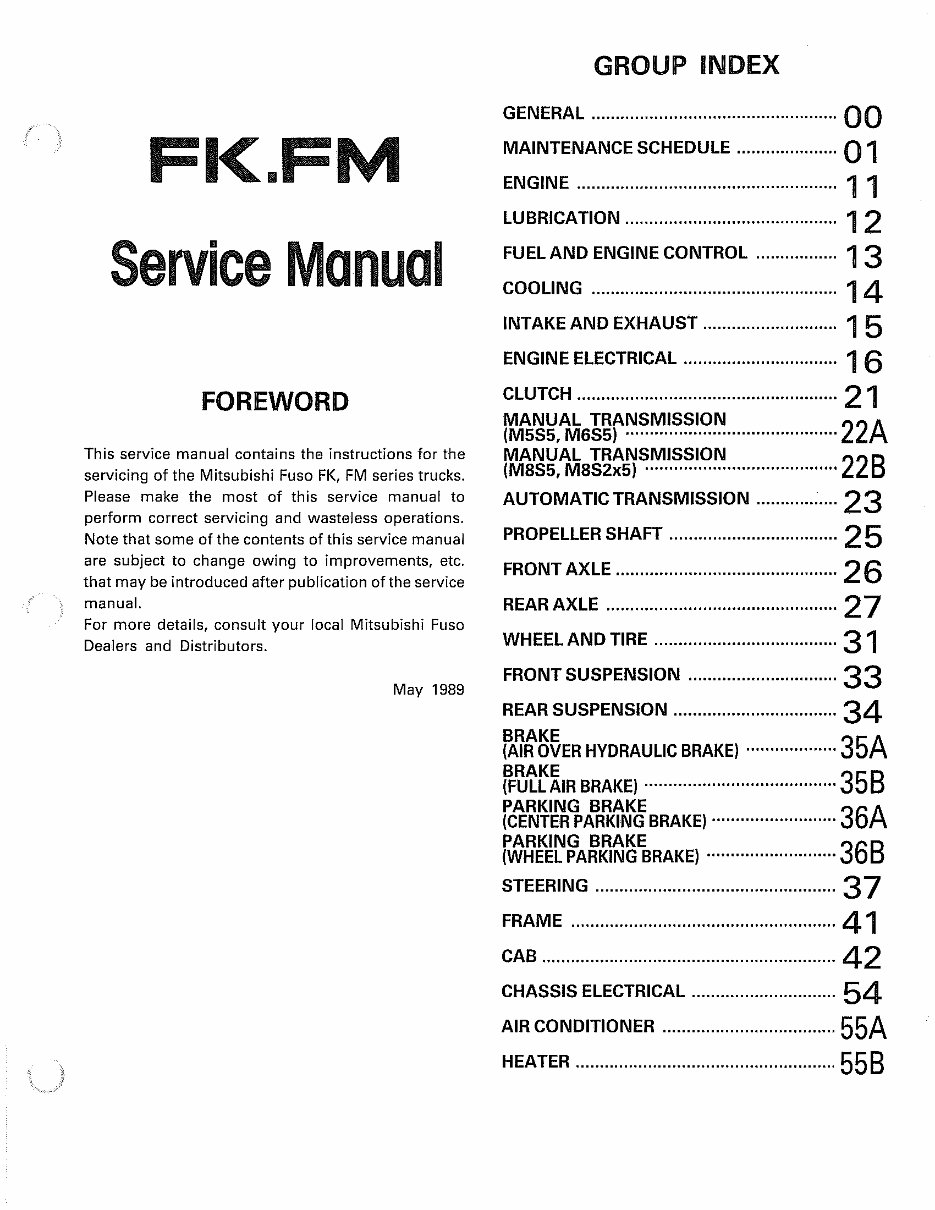 1990-1991 Mitsubishi Fuso FE/FG/FH/FK/FM Series Service & Repair Manual preview img 2