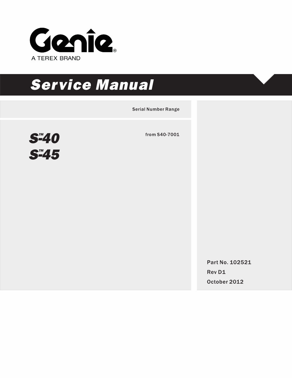 Genie S40 S45 Telescopic boom lift Service Repair Manual preview img 1