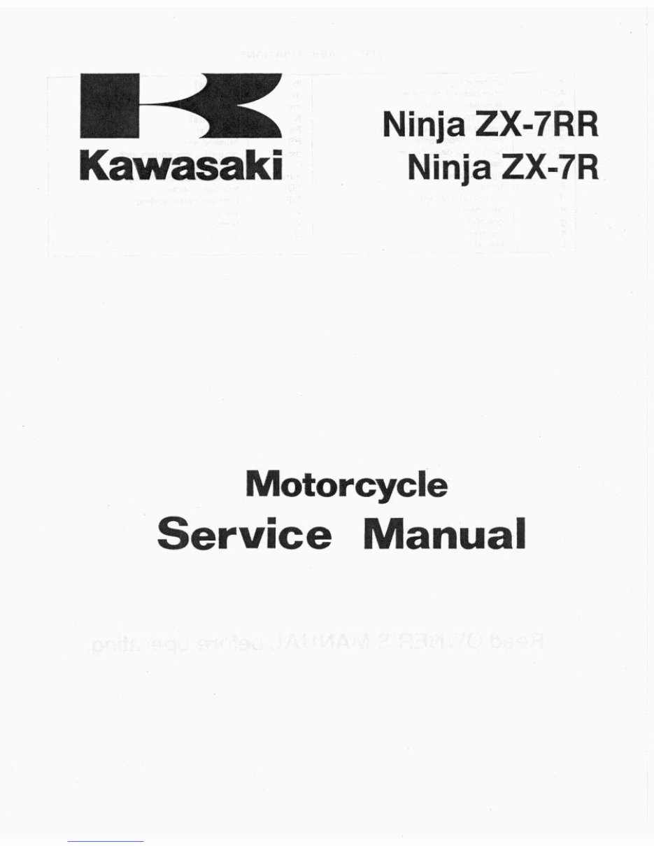 Kawasaki ZX7R ZX750 ZXR750 1989-1996 Repair Service Manual preview img 1