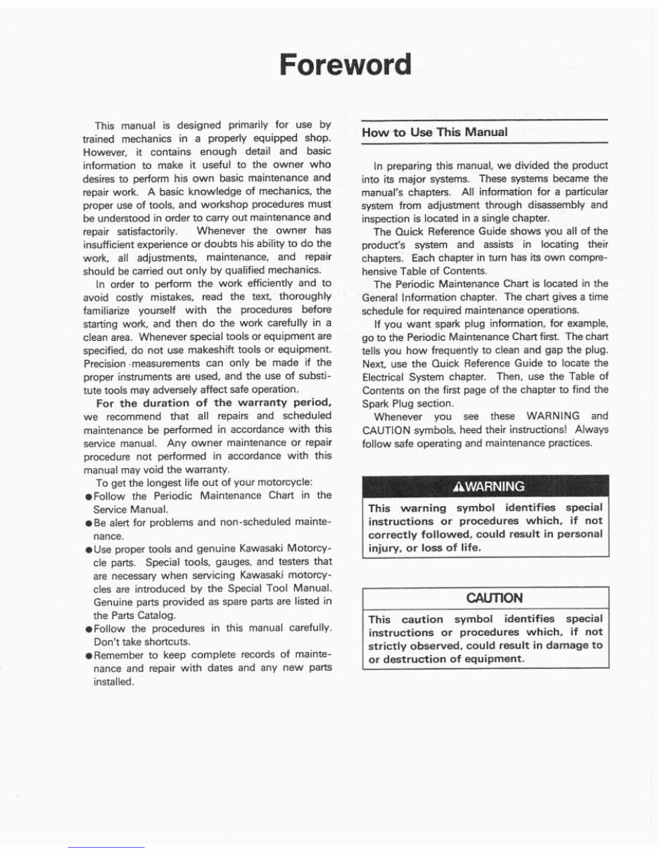 Kawasaki ZX7R ZX750 ZXR750 1989-1996 Repair Service Manual preview img 7