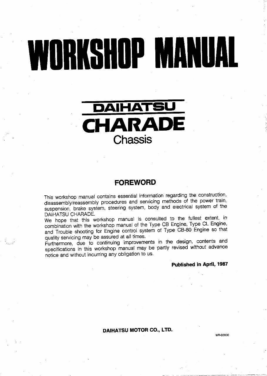 1988 Daihatsu Charade Service Repair Manual preview img 1