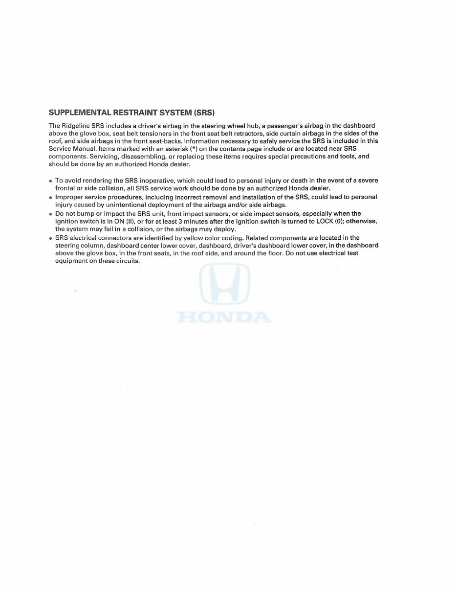 2009 Honda Ridgeline Service & Repair Manual preview img 2