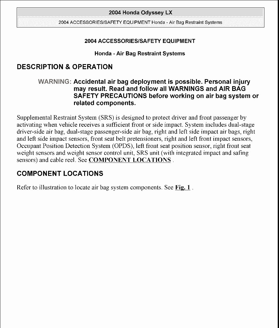 2008 Honda Element Service & Repair Manual preview img 1