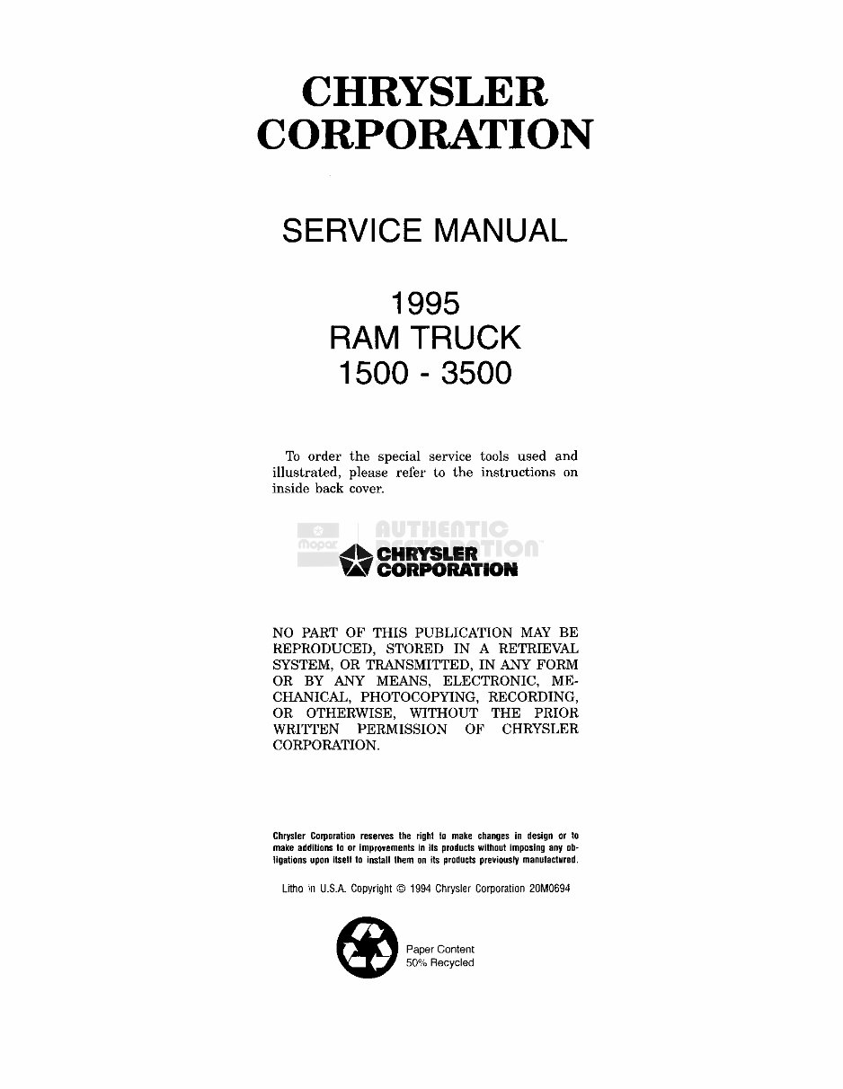 1995 DODGE RAM Service and Repair Manual preview img 2
