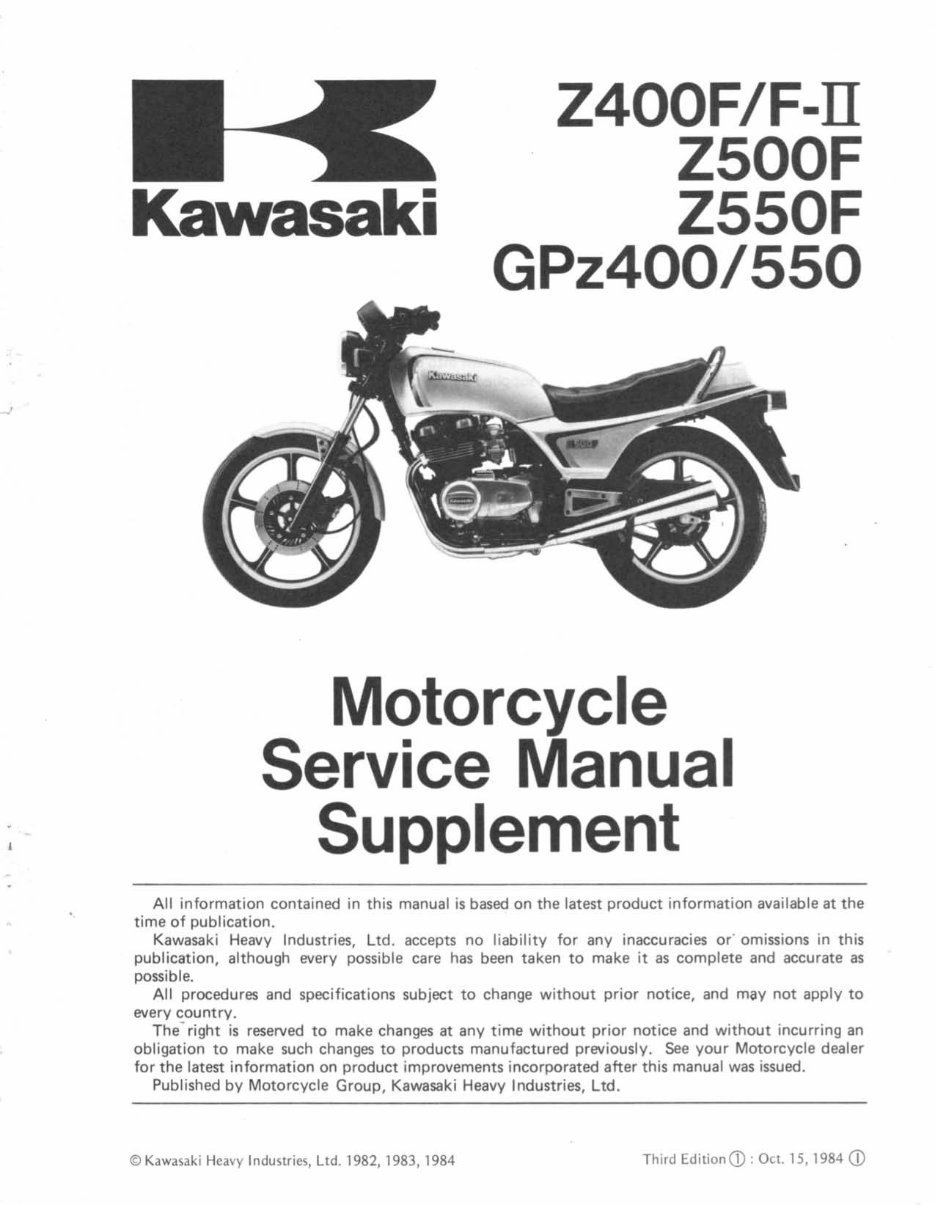 Kawasaki GPZ 400-550 & Z 400 F-FII - Z 500-550 F 1983-1985 preview img 4