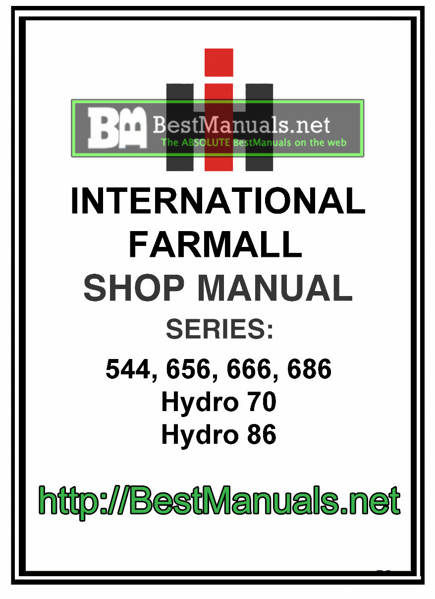 IH International Hydro 70 & 86 Tractor Shop Workshop Service Repair Manual - IMPROVED - preview img 1