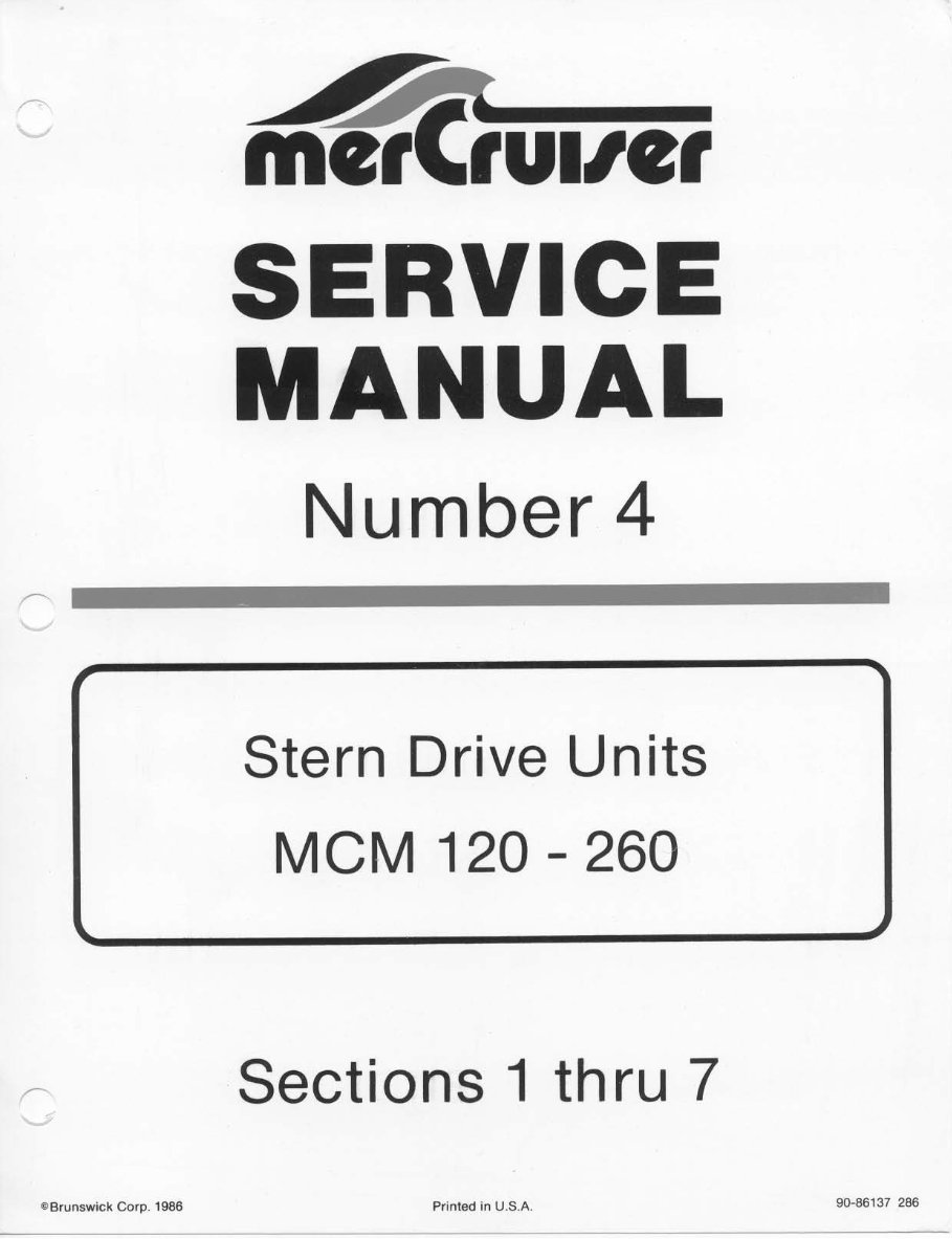 Mercury Mercruiser #4 MCM 120-260 Workshop Repair manual preview img 1