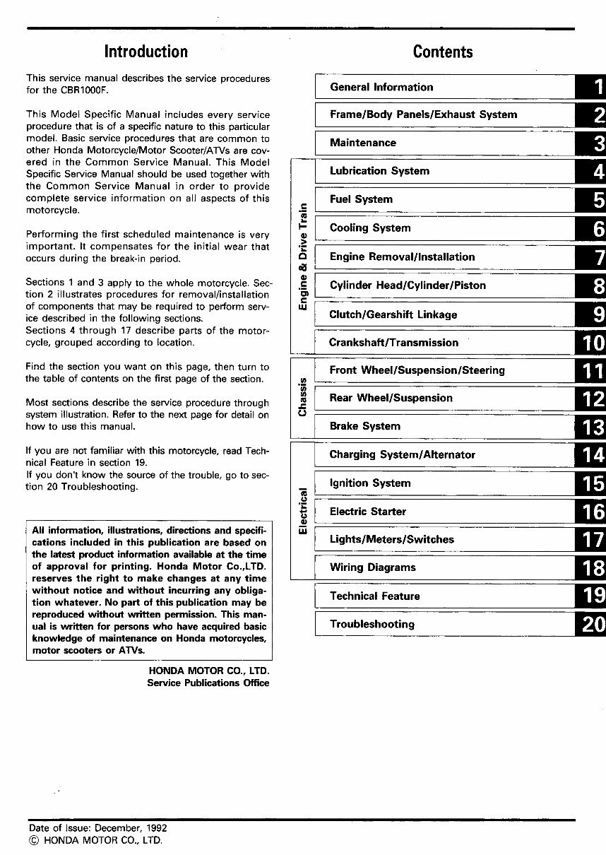 1990-1992 Honda CBR1000F Service & Repair Manual preview img 1