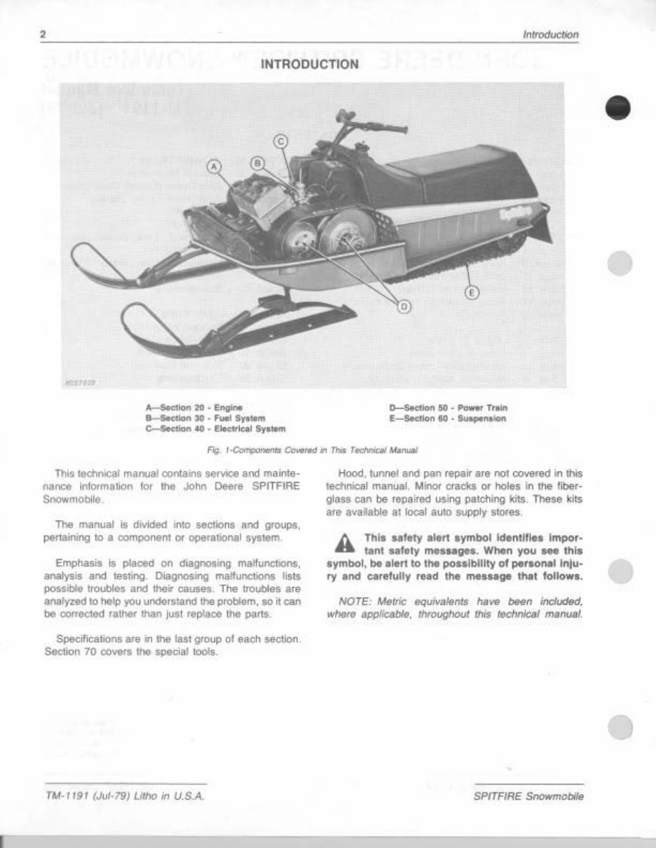 1978-1980 JOHN DEERE SPITFIRE SNOWMOBILE Repair Manual preview img 2