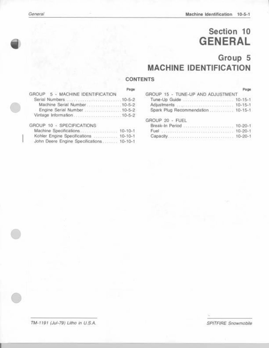 1978-1980 JOHN DEERE SPITFIRE SNOWMOBILE Repair Manual preview img 3