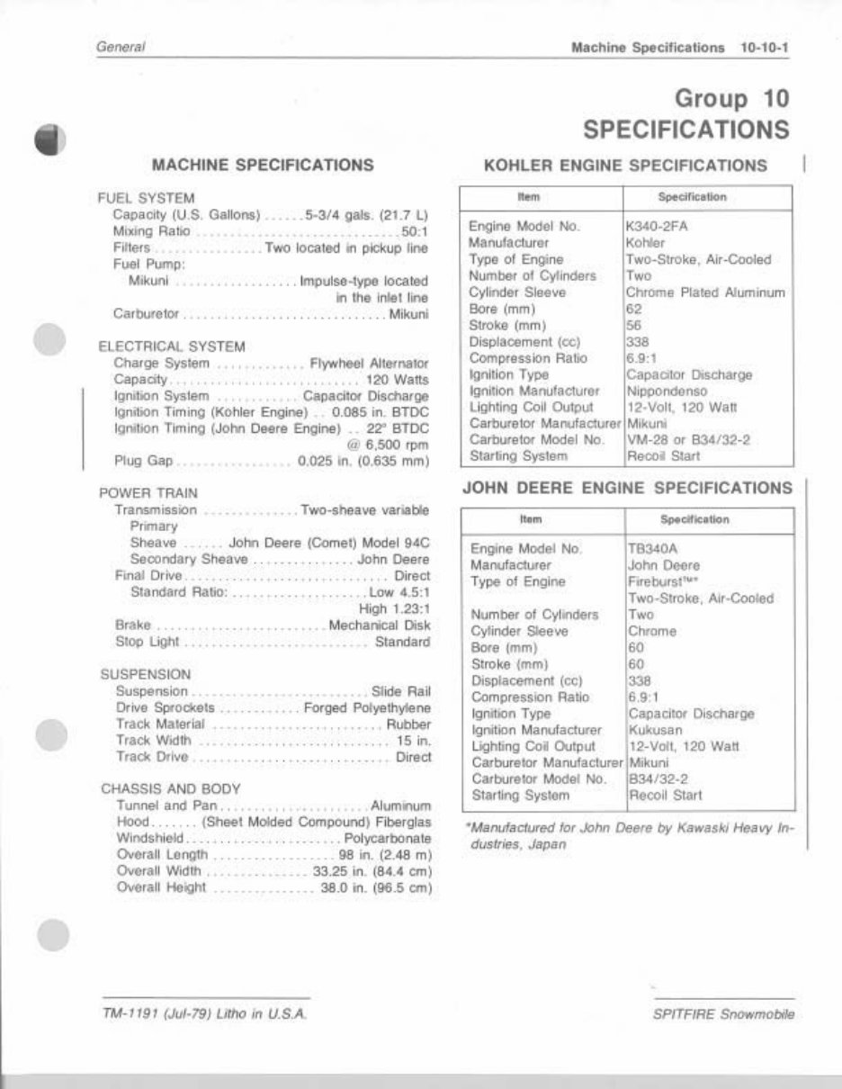 1978-1980 JOHN DEERE SPITFIRE SNOWMOBILE Repair Manual preview img 5