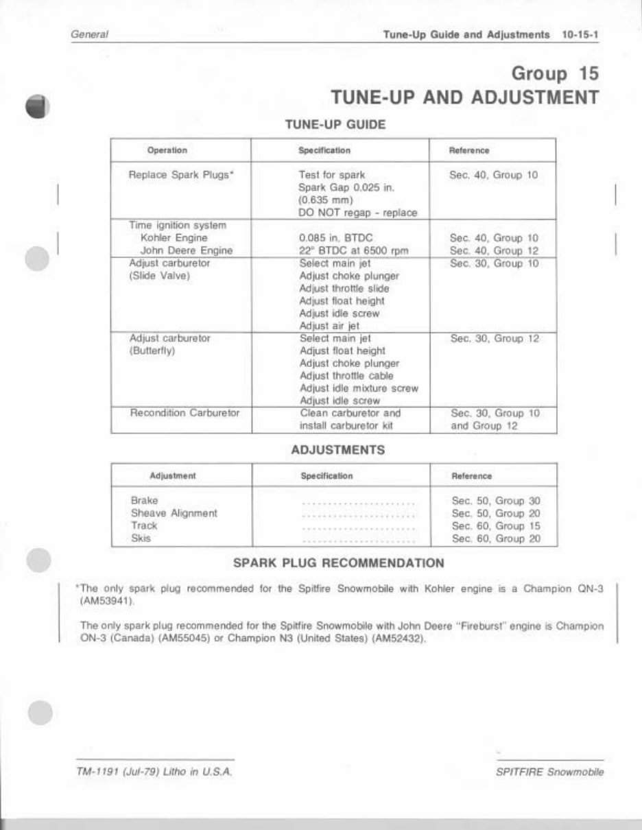 1978-1980 JOHN DEERE SPITFIRE SNOWMOBILE Repair Manual preview img 6