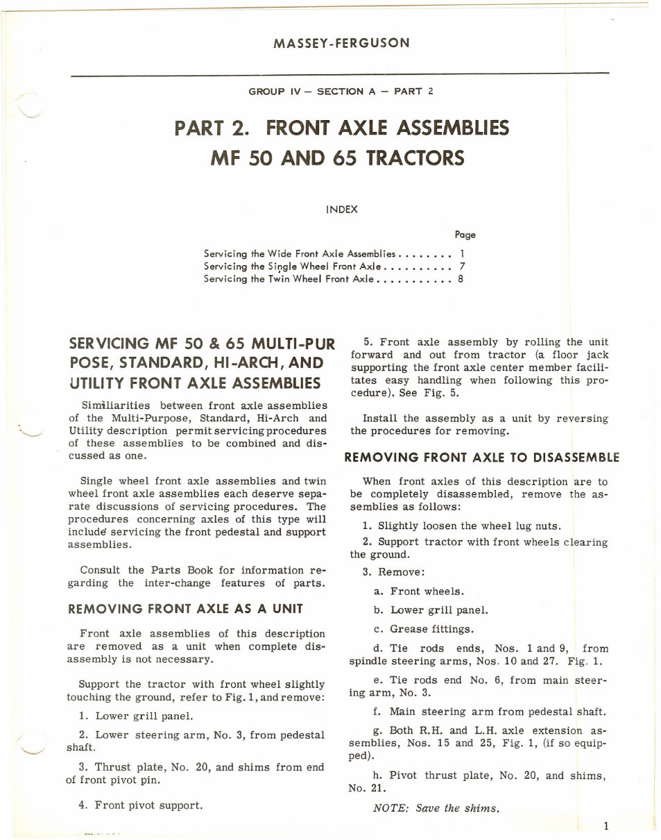 Massey Ferguson 50 & 65 Tractor Service & Repair Manual preview img 1