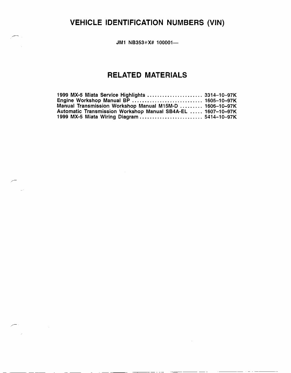 1999-2001 Mazda Miata Service & Repair Manual preview img 2