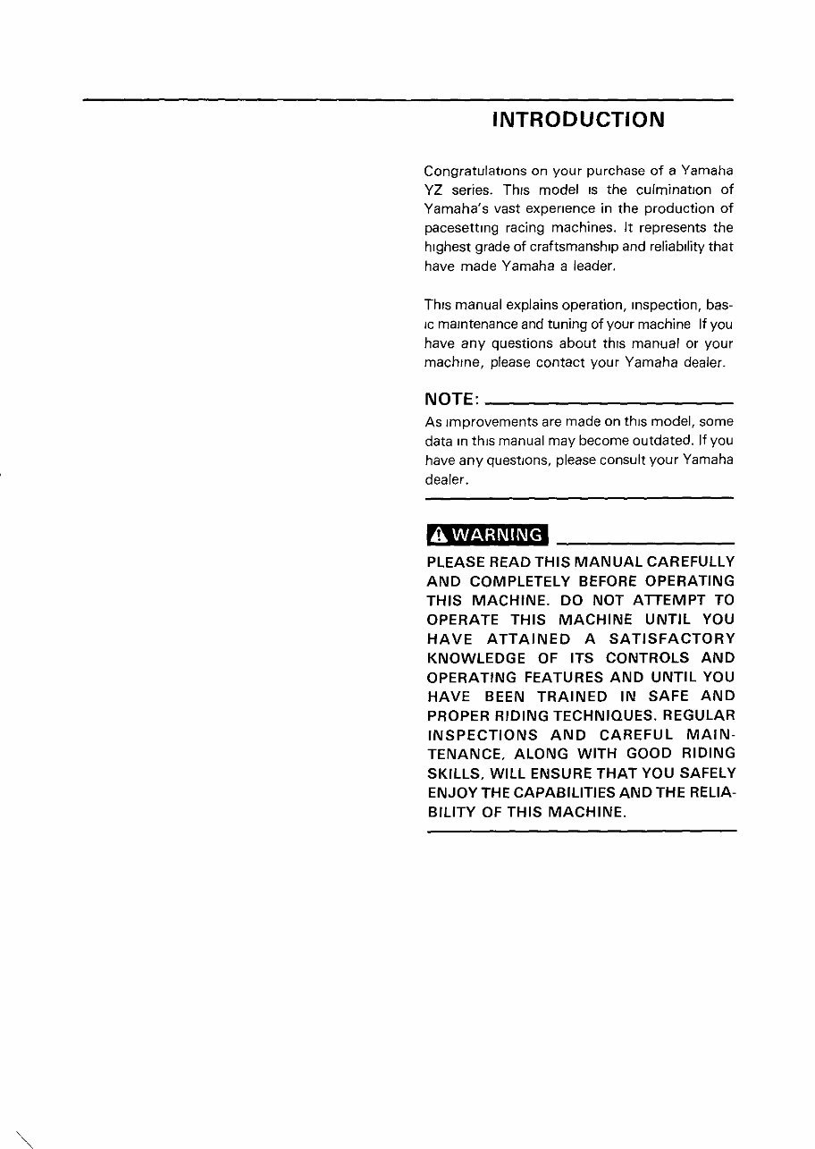 1992 YAMAHA YZ250 2-STROKE DIRT Bike Factory Service & Work Shop Manual preview img 2