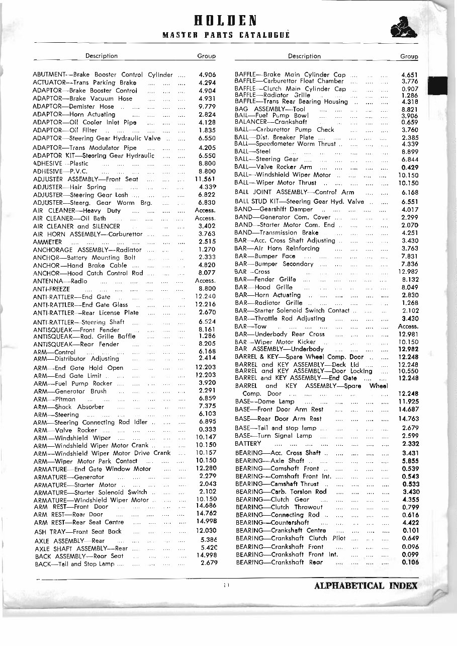 HOLDEN 48 50 FX FJ FE FC FB Parts CATALOG preview img 10
