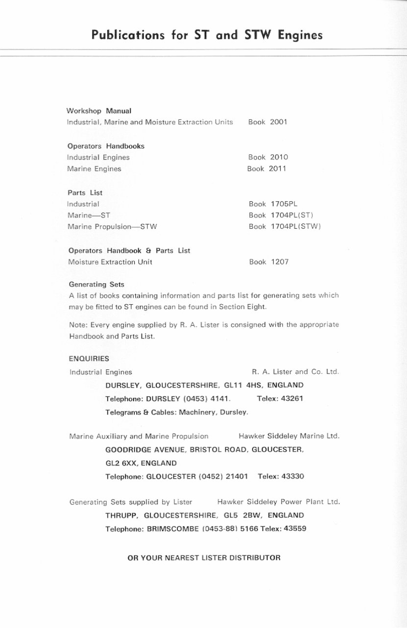 Lister ST1 ST2 STW2 STW3 STW2M STW3M Engines Complete Workshop Service Repair Manual preview img 6