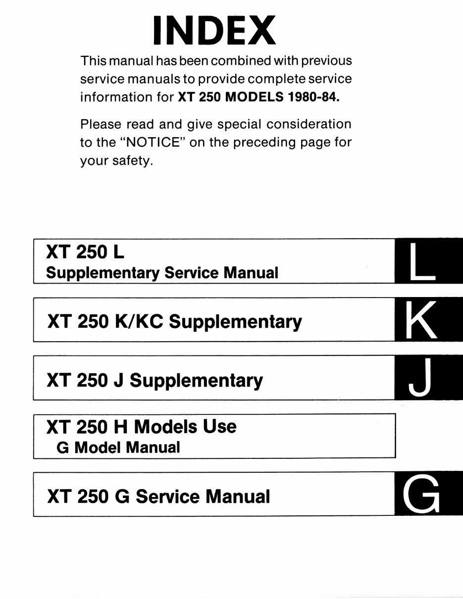 1980-1984 Yamaha XT250 Service & Repair Manual preview img 4