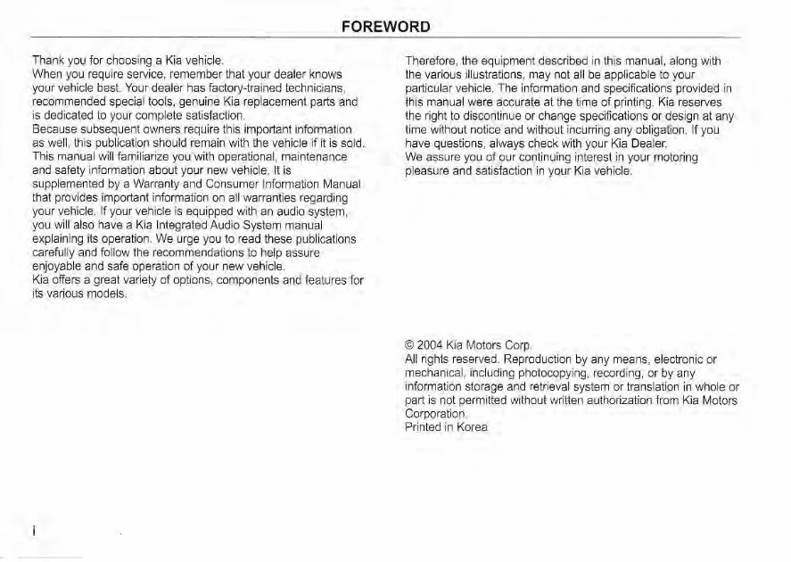 2005 KIA Sedona Owners Manual preview img 3