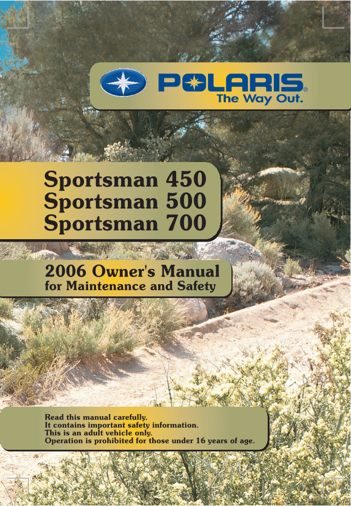 2006 Polaris Sportsman 500 EFI Owners Manual preview img 1