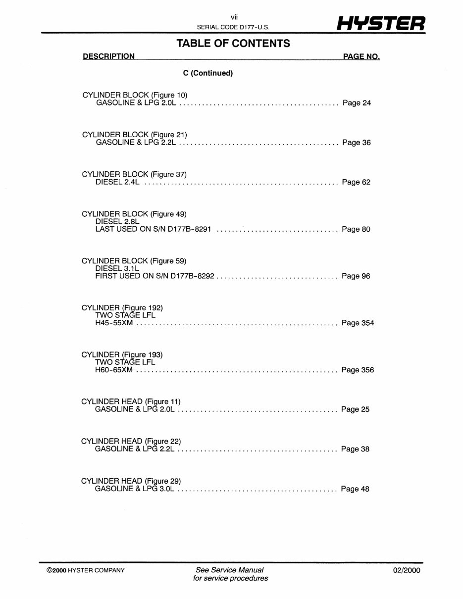 Hyster D177 (H45XM, H50XM, H55XM, H60XM, H65XM) Forklift Parts Manual preview img 8