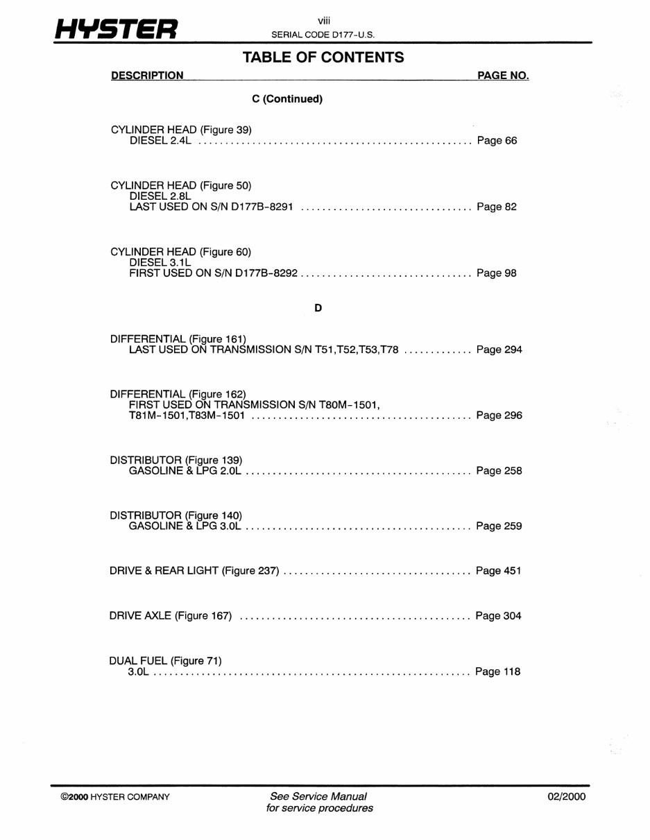 Hyster D177 (H45XM, H50XM, H55XM, H60XM, H65XM) Forklift Parts Manual preview img 9